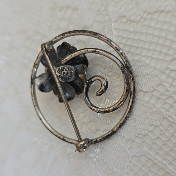 Vintage Sterling Silver Rose Brooch - Picture 2 of 3